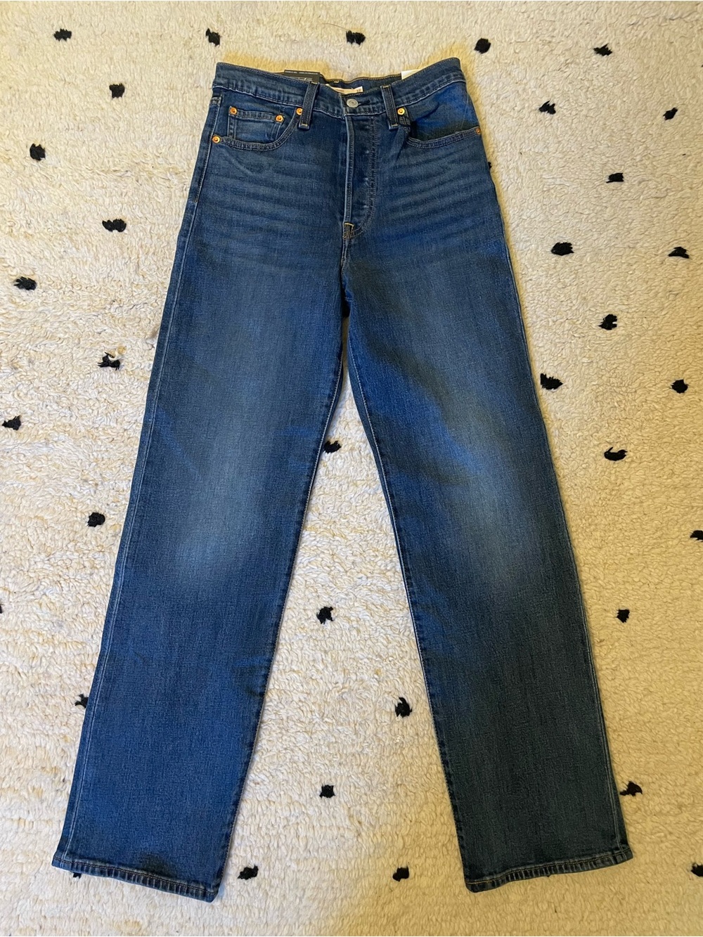 Levi's ribcage straight med blue denim